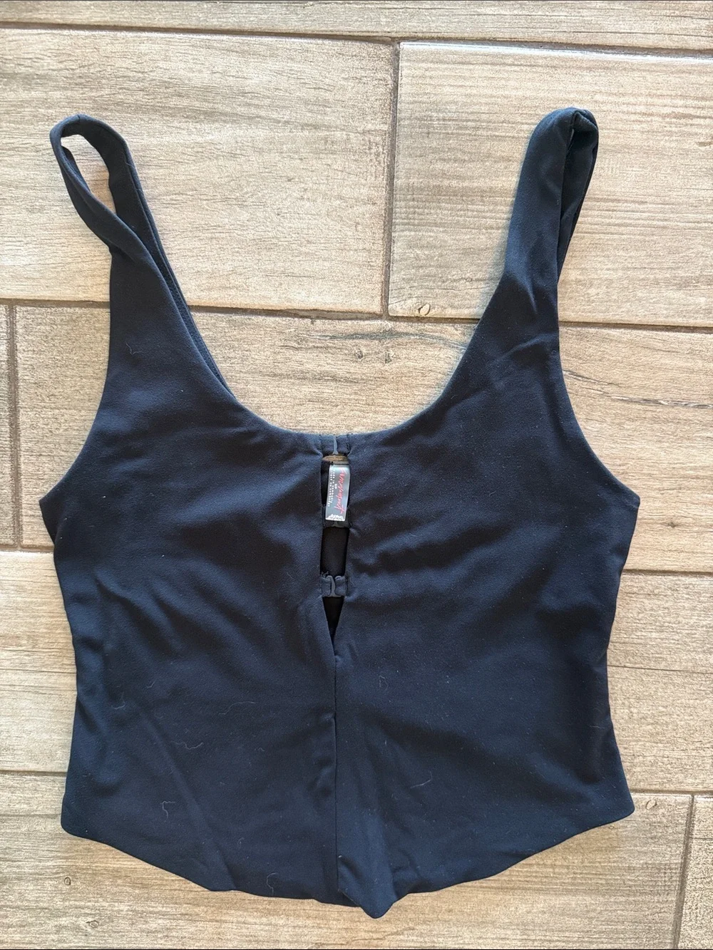 FP Movement by Free People Black Front-Cutout Tank